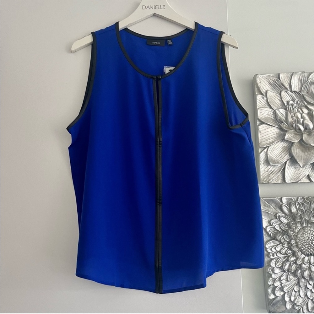 APT 9 Leather Trim Sleeveless Blouse